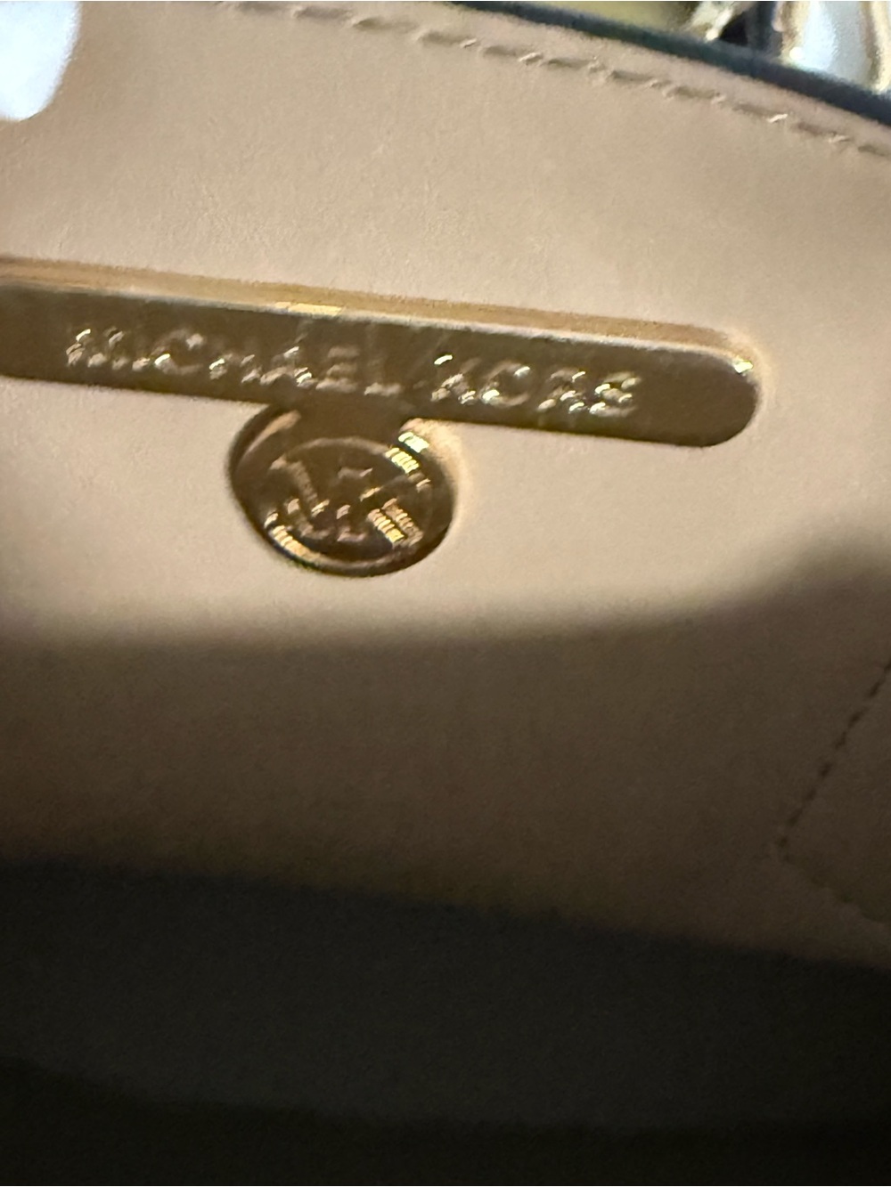 Michael Kors Beige and Yellow Stripe Satchel Handbag with Crossbody & bag charm! - Picture 5 of 15